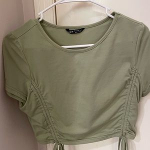 shein cinched green crop top